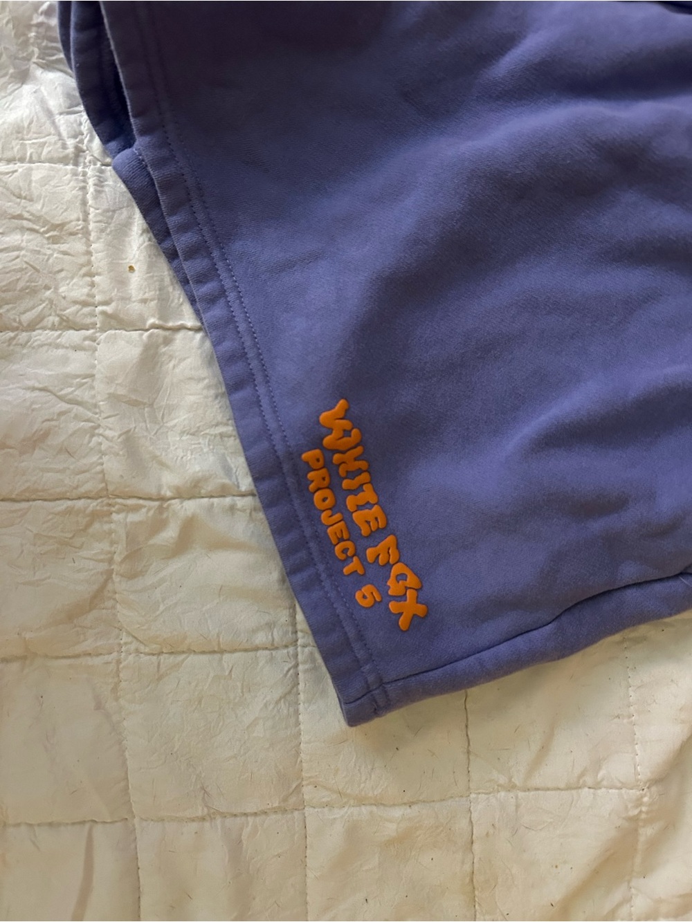 Purple Athletic white fox project 5 Shorts with Orange Logo